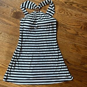 Michael Kors halter dress, built in bra black & white stripe size medium NWOT